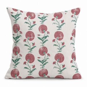 Block Print Scatter Cushion - Poppy